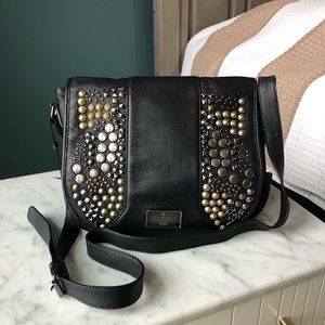 BCBGMaxAzria Black Studded Messenger Bag